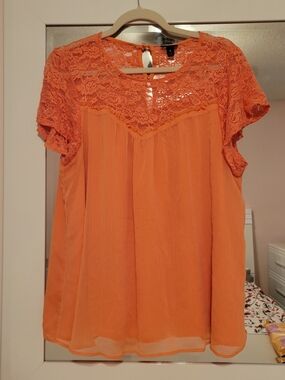 torrid Orange Lace Yoke Blouse